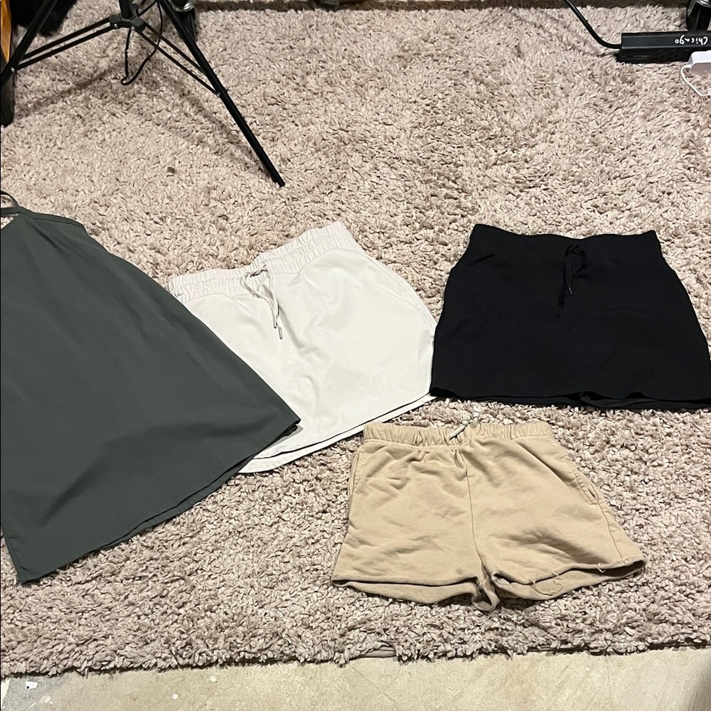 Women's Casual Shorts Set - Black, beige Tan, and olive  Green
